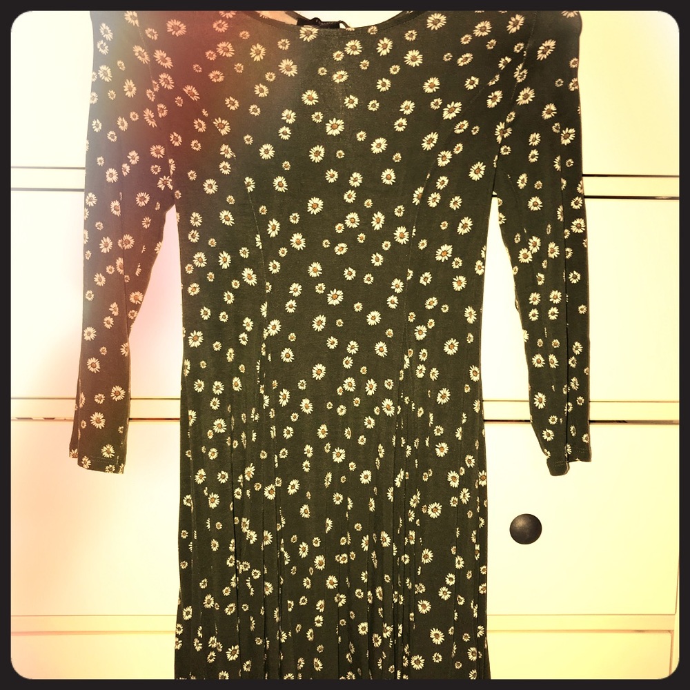 dark green floral dress